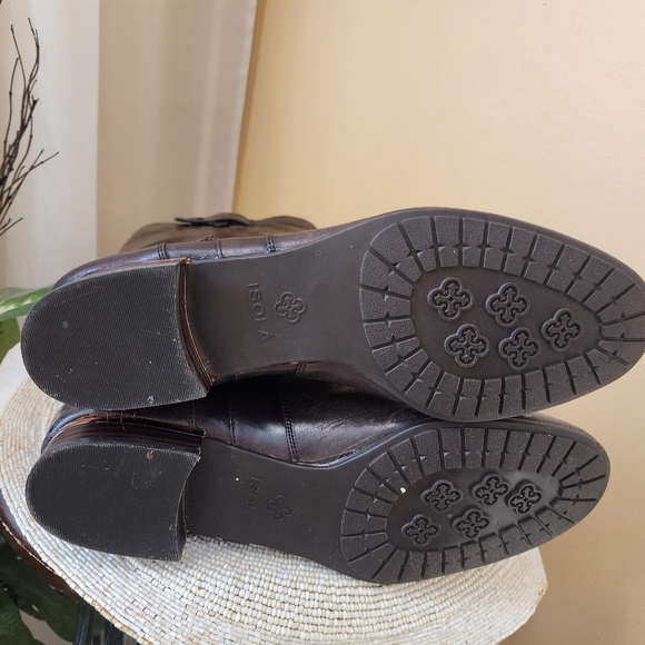 Isola Brown Leather Tall Riding Biker Boots, Size 9.5 - Picture 10 of 11